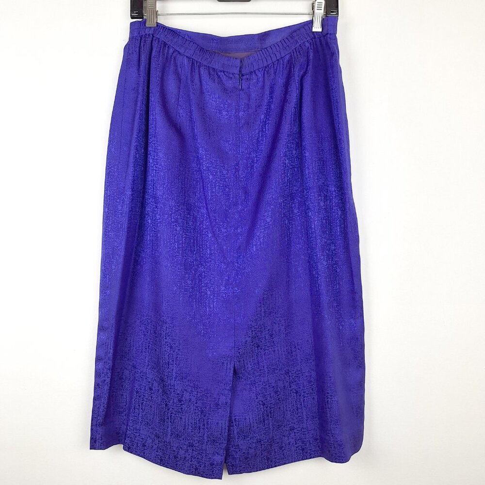 Silk Top & Skirt Suit Set, Size 14. Purple Embroidered Lined Adrianna Papell - Picture 6 of 16